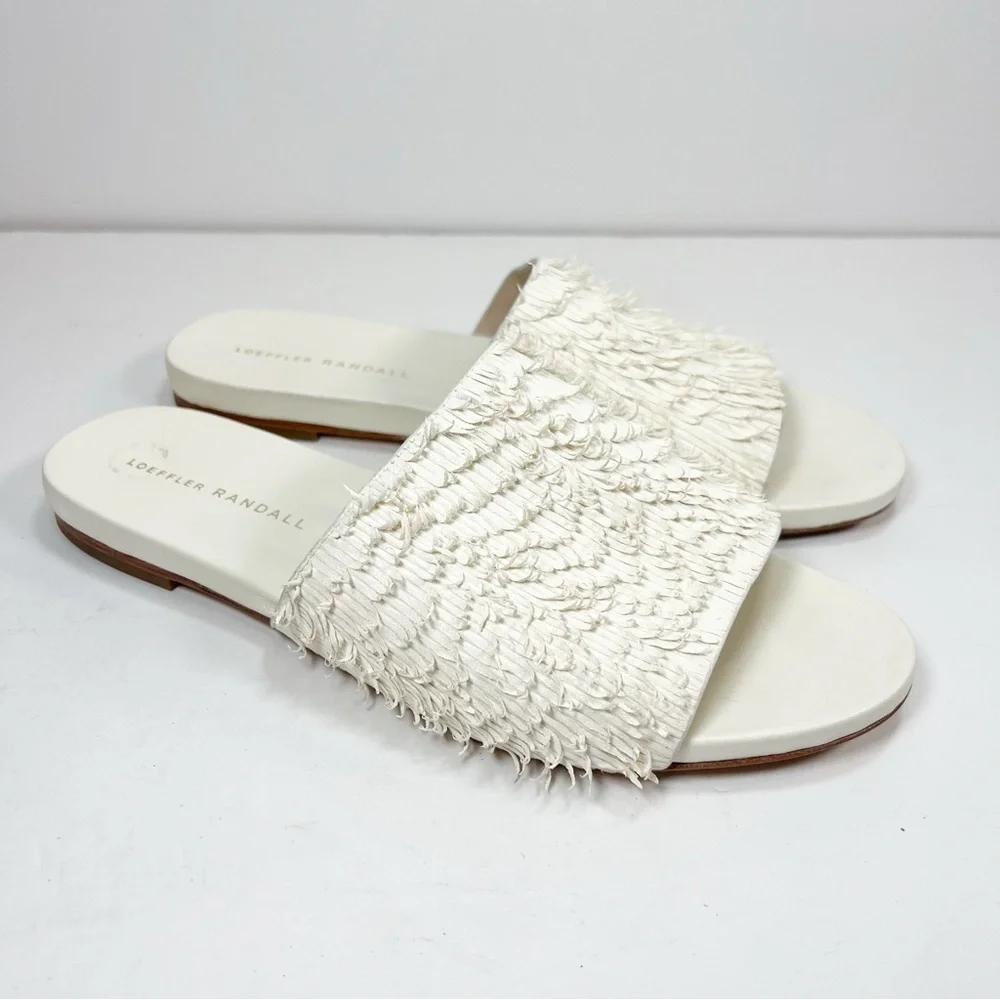 Loeffler Randall Ava Ivory Fringe Slide Sandals size 9.5 - Picture 1 of 14